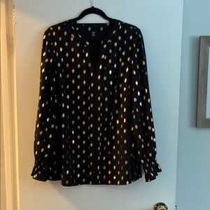 SHEIN Black and Gold Polka Dot Blouse